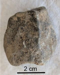 Ein Bild eines 2 cm breiten eines Steins des Kieselschiefer-Gerölls.