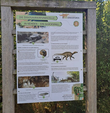 Eine Infotafel zu der Iguanodontenfundstelle in Brilon-Nehden.