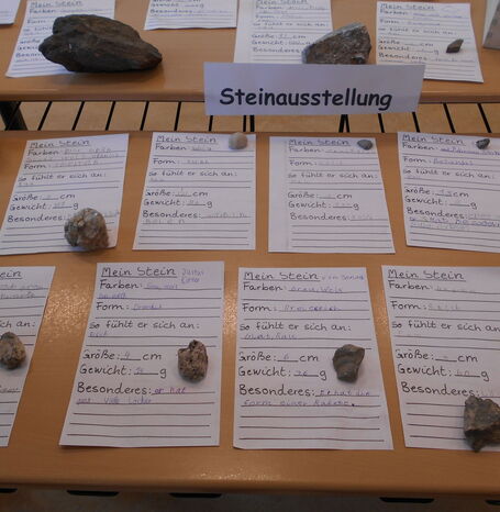 Die Steinausstellung an der Geoparkschule in Bruchhausen.