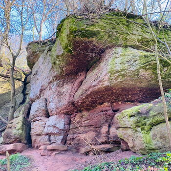 Die Ederstede bei Birkenbringhausen, ein Sandsteinfelsen aus der Zechstein-Zeit.