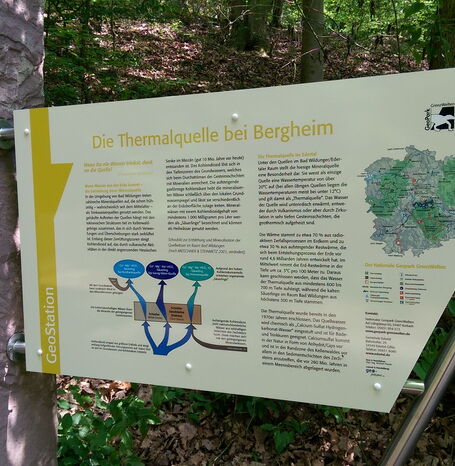 Die Geo-Station Thermalquelle bei Bergheim bietet anschauliche Informationen über die Geologie sowie natur-und kulturlandschaftliche Besonderheiten in kompakter Form.